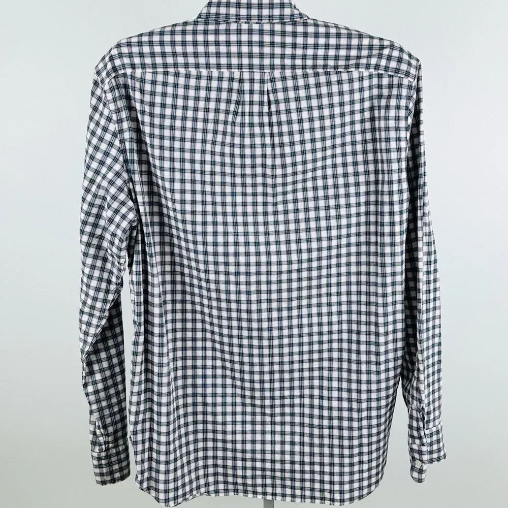 J.Crew Men’s SZ L Cotton Elastane Plaid Button Shirt Blue White Red Long Sleeve